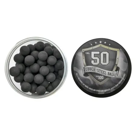 Boîte de 100 Billes caoutchouc métal calibre .50 Rubber Steel