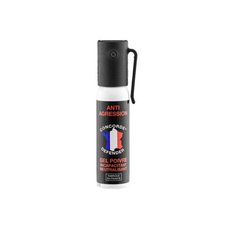 Bombe lacrymogène au Gel Poivre 25ML Concorde Defender