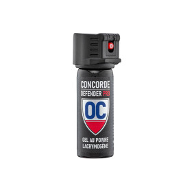 Bombe lacrymogène au Gel Poivre PRO OC 50ML Compact Concorde Defender