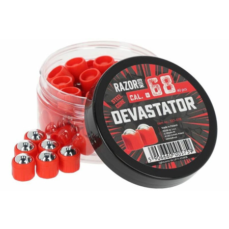 40 Billes acier défense Devastator calibre .68 rouges Razor Gun