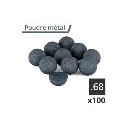 Boîte de 100 billes caoutchouc métal calibre .68 Rubber Steel