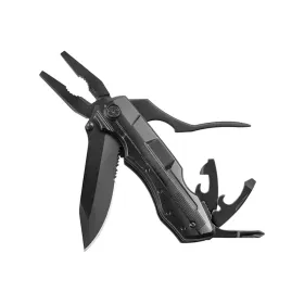 Couteau de survie pliant multifonctions en acier noir 9 en 1