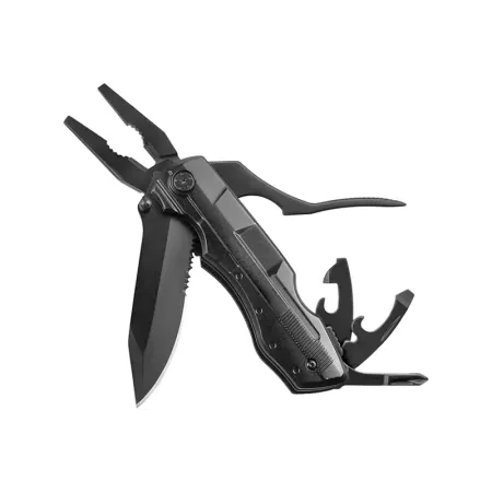 Couteau de survie pliant multifonctions en acier noir 9 en 1